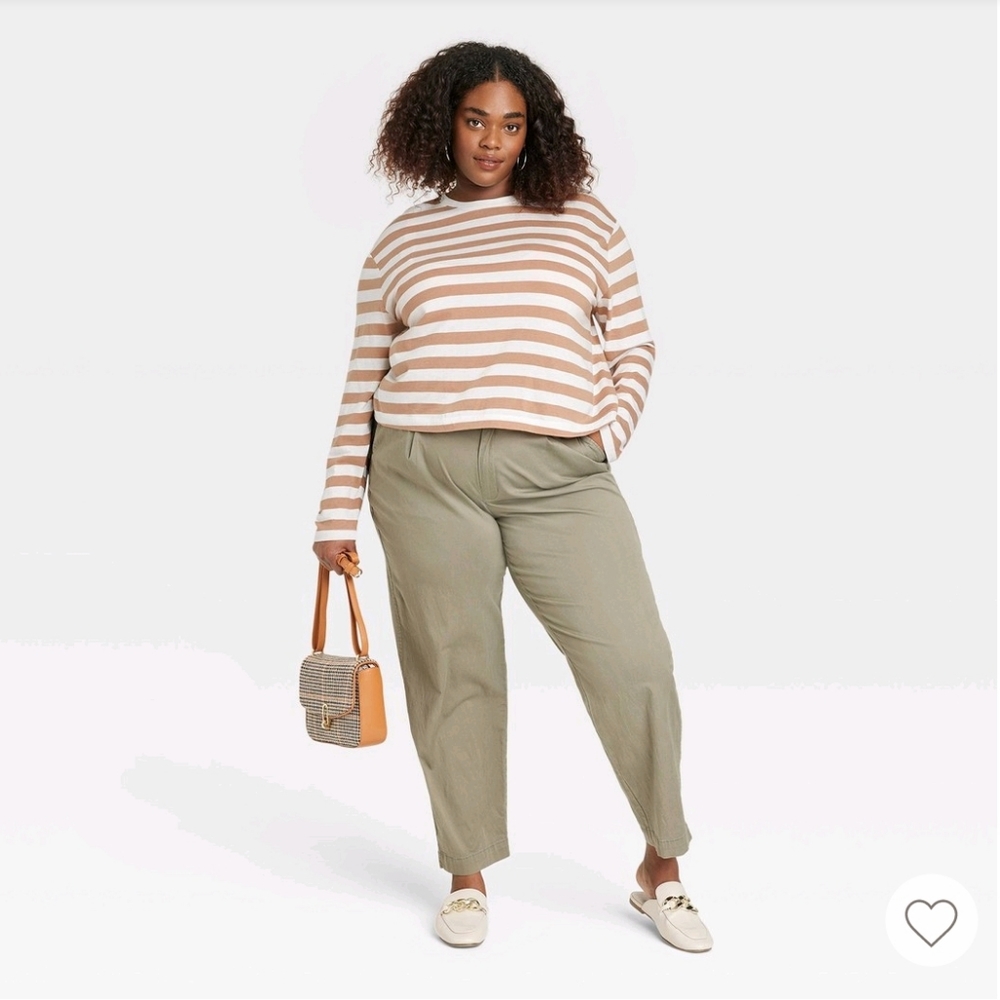 A New Day • Brown Striped Cropped Long Sleeve - Picture 3 of 4